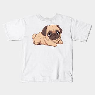 Cute Pug Dog Laying Down Kids T-Shirt